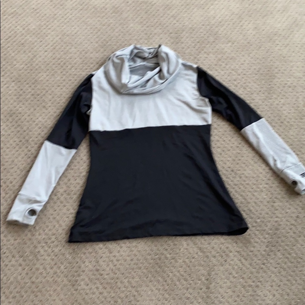 Albion Fit Striped Funnel Neck Athleisure top